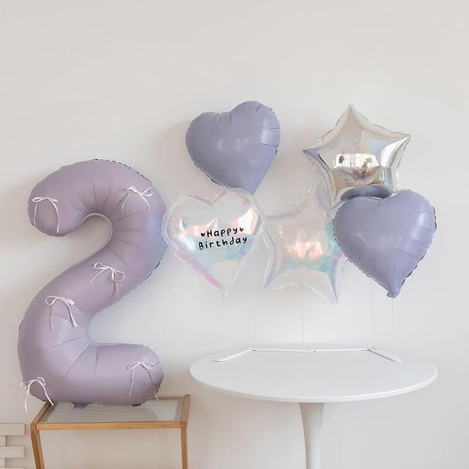 Pastel Purple 7 Number Balloons, 40 Inch Light Purple 7 Balloons Large Helium - Image 7