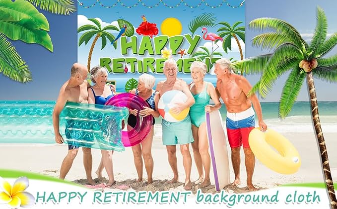 Hawaiian Retirement Party Decorations, Happy Retirement Banner Backdrop | Large - Image 9