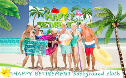 Hawaiian Retirement Party Decorations, Happy Retirement Banner Backdrop | Large - Image 9