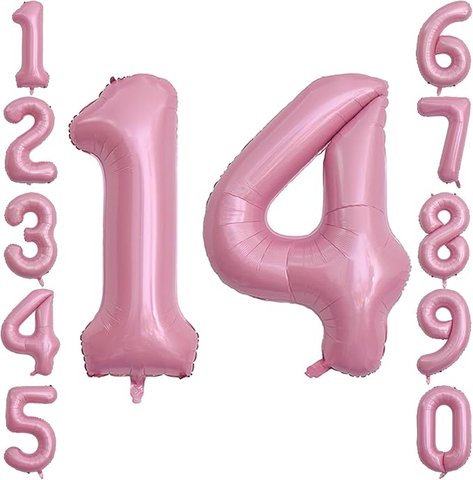 Pearlescent Pink Number 14 Balloon 40 Inch, Shiny Foil by Unknown