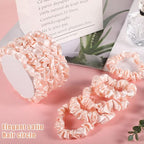 12Pcs Satin Hair Ties, Blush Silk Hair Scrunchies Skinny Hair Ties Ponytail Holder Pink Accessories Gift for Women Girls