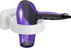 Hair Dryer Holder Wall Mounted, Bathroom Blow Dryer Stand, Self Adhesive Blow Hair Dryer Hanging Loop, Compatible with Most Hair Dryers (White, L 3.7”×W 2.1”×H 4.3”)