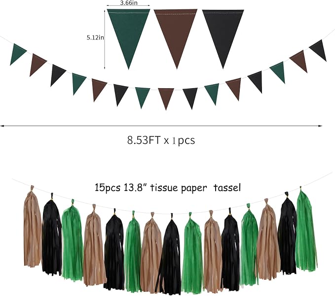 Green Black Brown Party Decorations - Image 2