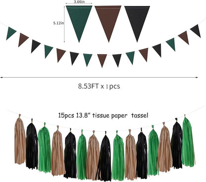 Green Black Brown Party Decorations - Image 2