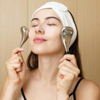 pfefe Ice Globes Facial Skin Care Tools for Women Face Eyes, Stainless Steel Face Beauty Cryo Sticks for Girls Ladies, Esthetician Supplies Cooling Spa Globes Cold Roller with Storage Case