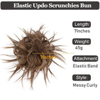 HMD Tousled Updo Messy Bun Hairpiece - Synthetic Hair Extensions with Elastic Rubber Band - Scrunchies & Ponytail Hairpieces for Women