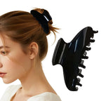 French Hair Claw Clips for Women Grils,4 Inch Strong Hold No Slip Grip Accessories Acetate Material,Not Easily Damaged,Thick or Thin Hair (Black)