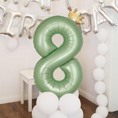 40 Inch Green Number Balloon 5 Olive Green Foil Balloon Sage Green 5 Balloons - Image 6