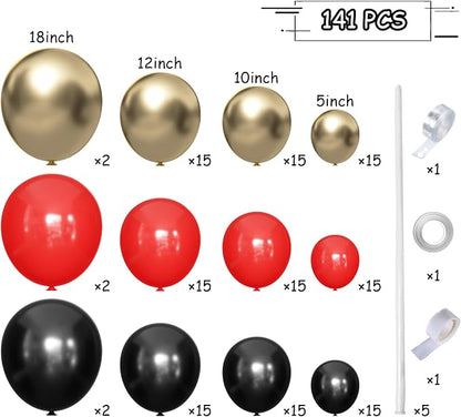 MEBAY Black Gold Red Balloons Garland Arch Kit, Wedding Backdrop, Baby Shower - Image 2