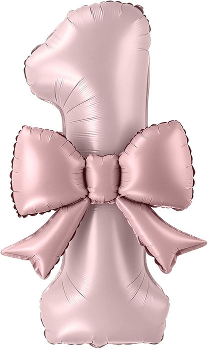 40 Inch Number 1 Balloon with Bow, Coquette Aesthetic Foil Balloon by Unknown