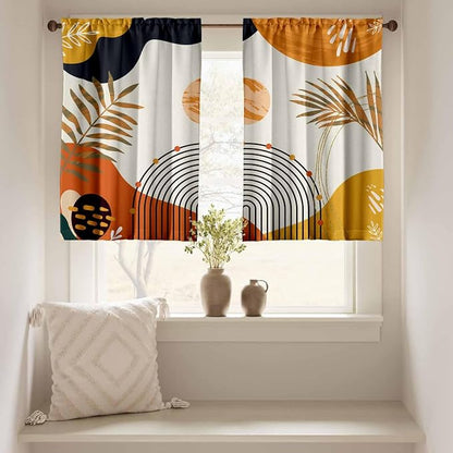 Orange Boho Curtains 39 Inch Mid Century Cafe Drapes - Image 7