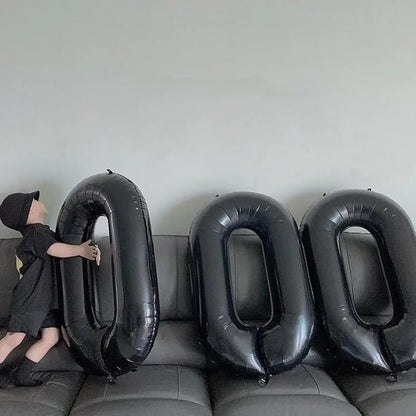 40 inch Black 0 Number Balloon Giant Foil Helium Balloons Black Large Digital - Image 4
