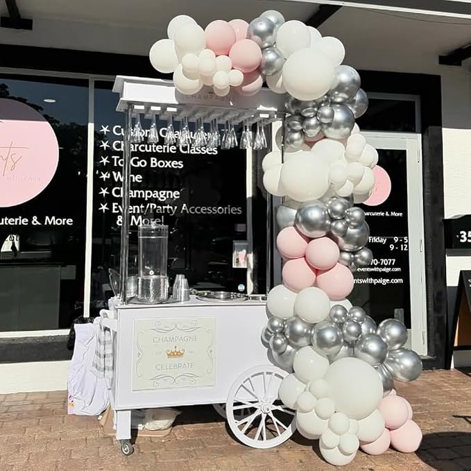 Pink White Silver Balloons Arch Kit - Image 7