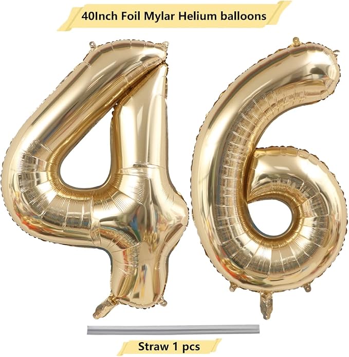 Light Gold Number 46 Foil Balloons 40 Inch White Gold 46 Mylar Balloon | 46th - Image 5