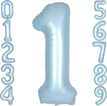 40 Inch Light Blue Number 1 Balloon 0-9 Big Helium Balloons | Large Giant by SULALABOO