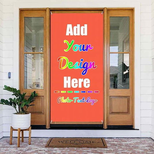 Custom Door Cover Banner, Tomato | Personalized Photo Text Logo, Customized by ZOLRITH
