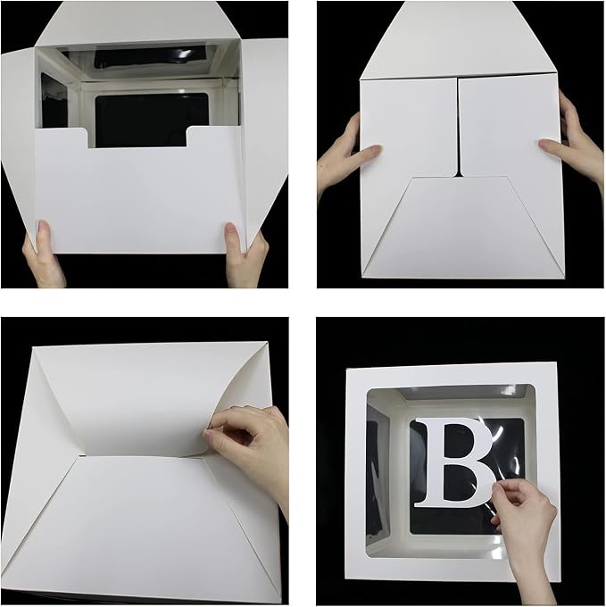 Baby Boxes with Letters – 4 pcs White Transparent Balloon Boxes – Perfect - Image 6