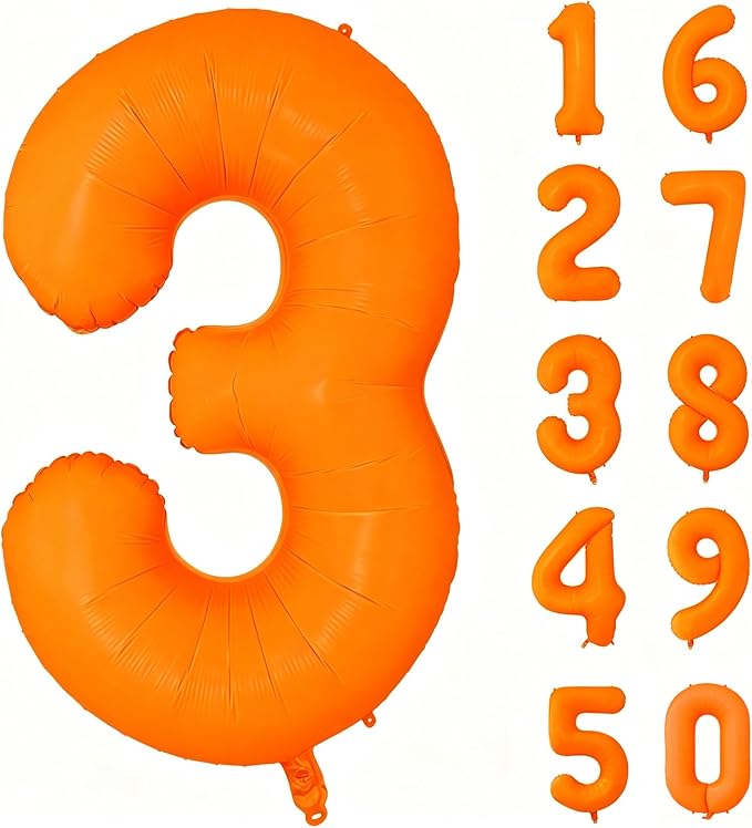Fluorescent Orange Number Balloon 40 inch Giant Foil Helium Balloons Orange by Yeodong