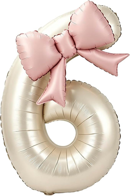 40 Inch Cream Number 6 Balloon by Unknown