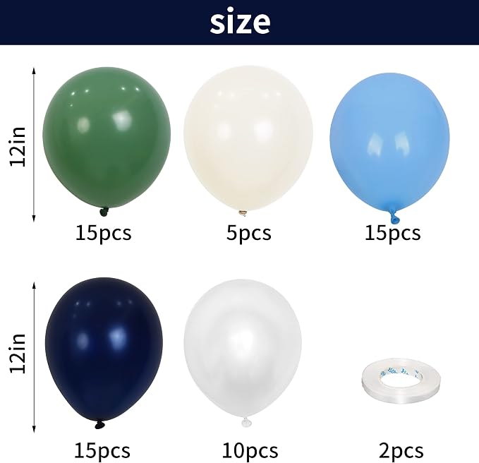 Balloons Green and Blue, Jungle Safari Themed Party, Dinosaur Party Supplies - Image 2