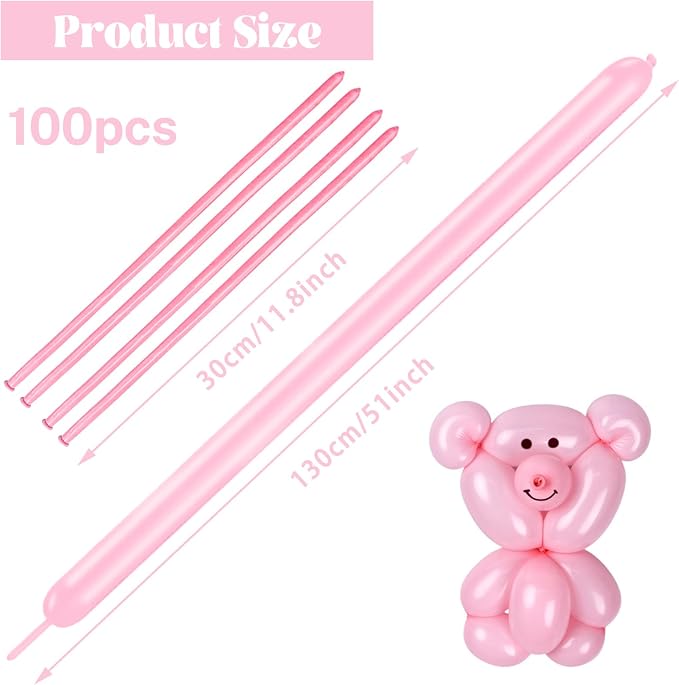 260 Long Balloons 100 Pack Pastel Pink Twisting Animal Balloons Thickening - Image 2