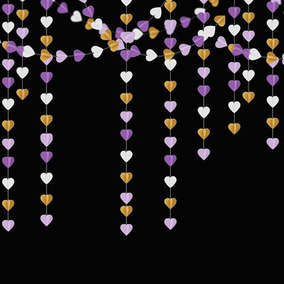 Purple-Gold Party-Decorations 3D Heart Garland - 39Ft White Purple Lavender - Image 6