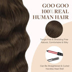 GOO GOO Tape in Hair Extensions Human Hair, 4A Chocolate Brown, 14inch 25g 10pcs, Skin Weft Seamless Invisible, Silky Straight with Thick Ends, Remy Human Hair