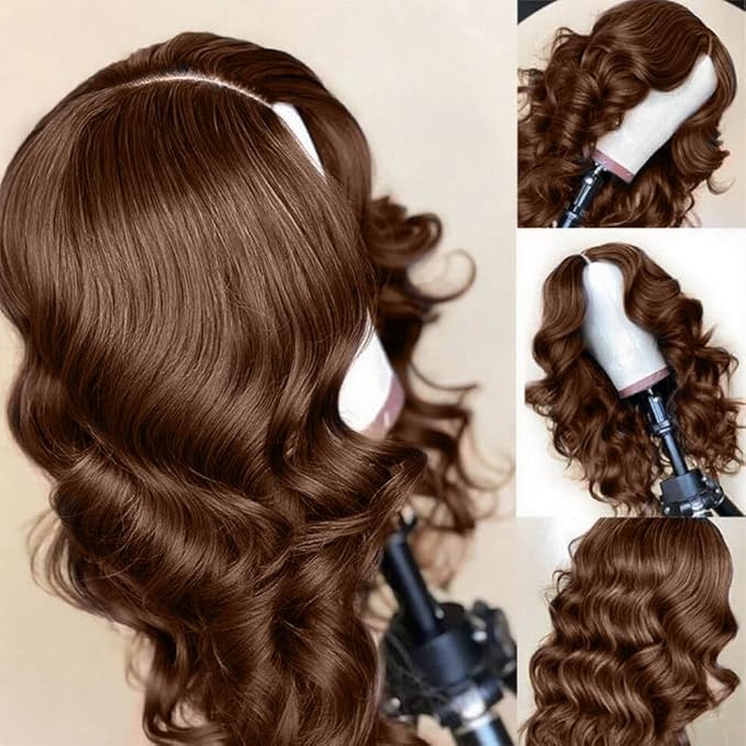2X6 SKINLIKE HD Lace Closure Wigs Human Hair, Chocolate Brown Lace Front Wig, Body Wave Human Hair Wig Pre-Plucked Bleached Knots 250% Density HD Lace Closure Wigs 24 Inch