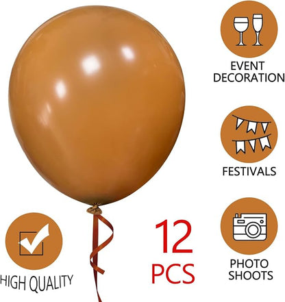 Brown Balloons 18 Inch 12 Pack Large Latex Party Balloons Round Helium Balloon - Image 3