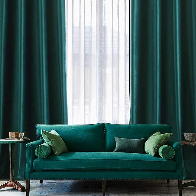 MIULEE Velvet Curtains Christmas Dark Green 52 x 84 Inch Length Set of 2 | - Image 6