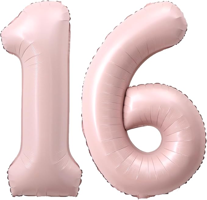 40 Inch Light Pink Number 16 Balloon 0-9 16th Foil Big Giant | Digital by SULALABOO