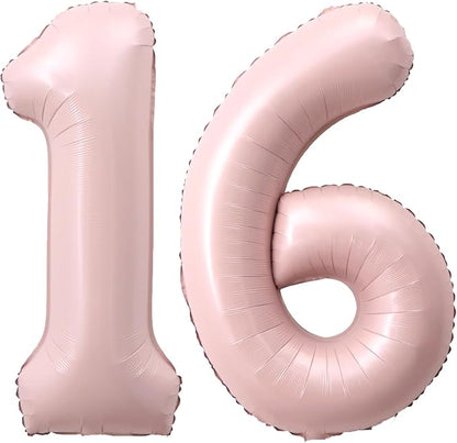 40 Inch Light Pink Number 16 Balloon 0-9 16th Foil Big Giant | Digital by SULALABOO