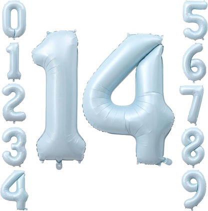 40" Light Blue Foil Number 14 Balloon by TNCDJKPA