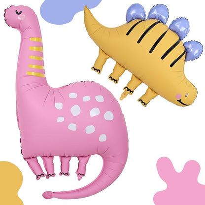 Giant Dinosaur Foil Balloons, 38-43 Inch Big Cute Pink Yellow Dinosaur Helium by Paeyeq