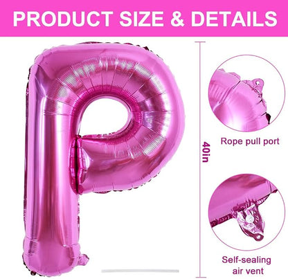 TONIFUL 40 Inch Large Rose Red Letter P Balloons Giant Hot Pink Alphabet Letter - Image 4