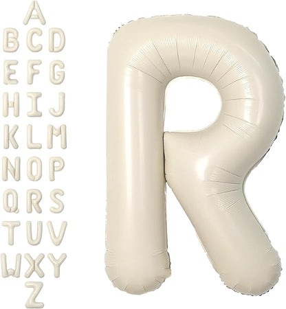 SUWEN 40 Inch Cream Large R Letter Balloons Big Foil Helium A-Z | Jumbo Mylar by SUWEN