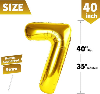 40 Inch Gold Number 7 Balloon Birthday Party Decorations - Image 5
