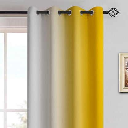 Yakamok Ombre Curtains Yellow and Greyish White - Image 3