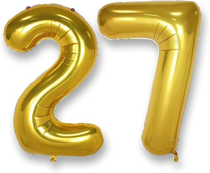 AULE 40 Inch Gold 27 Balloon Number Foil 0-9 Birthday Big Numbers | Birthday by AULE