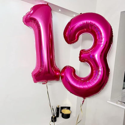 Hot Pink 13 Balloon Numbers, 40 Inch 13th or 31st Birthday Balloon Foil Mylar - Image 3
