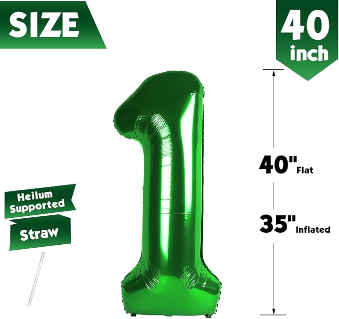 40 Inch Green Number 1 Balloon Birthday Party Decorations - Image 5