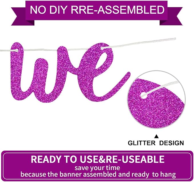 BEISHIDA Purple Good Luck We Will Miss You Banner Party Decor No DIY | Glitter - Image 2