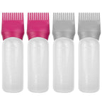 4 Pack Root Comb Applicator Bottle, Hair Oil Applicator, Oil Comb Applicator Bottle for Hair Dye Shampoos Hair Salons (Red+Grey)