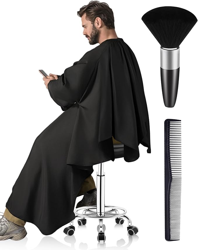 ULG Professional Hair Cutting Cape with Neck Duster Brush Waterproof Extra Large Size Salon Barber Cape Haircut Cape for Men