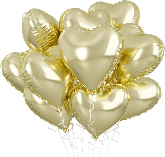 Pastel Gold Heart Balloons by BIAPIAN