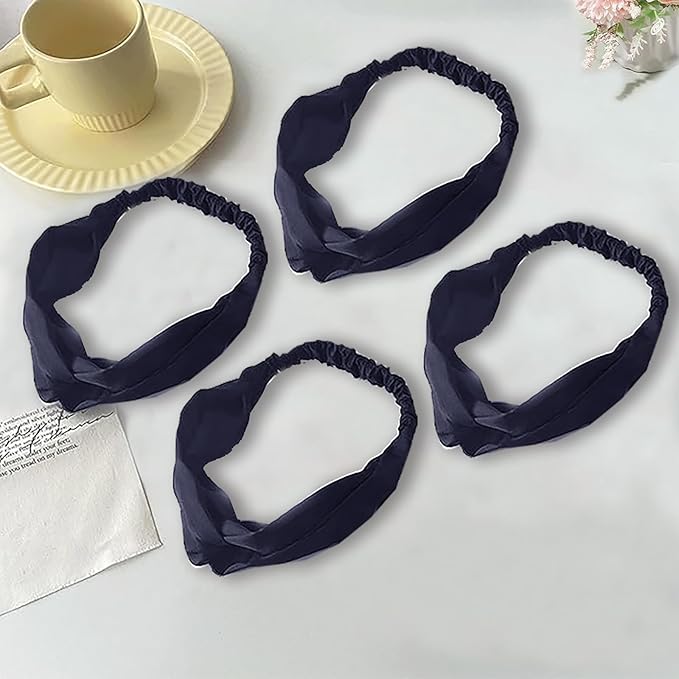 4PACK Womens Silk Headband Satin Headbands Silky Hairband Wide Head Bands Hair Wrap Fashion Hairbands Accessories