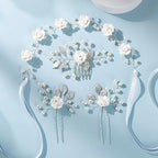 Wedding Hair Accessories Hair pieces Set Crystal bridal hair pins Rhinestone Pearl Hair comb Brides and Bridesmaids, Girls, Women(（4PCS/SET SILVERY)