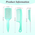 Curly Hair Brush & Curl Defining Brush – Easily Detangles Knots with Less Pulling – Styles Wet or Dry Hair, Tames Frizz for All Curl Types (Green 3Pcs)