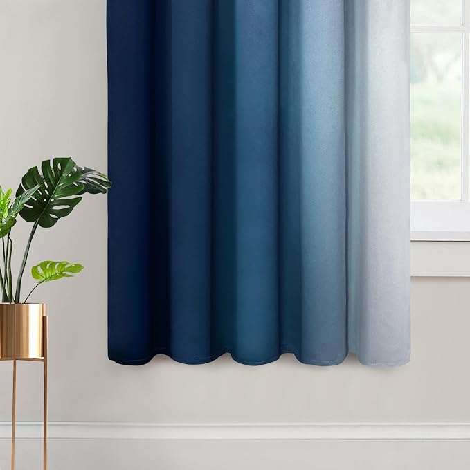Yakamok Ombre Curtains Blue and Greyish White - Image 4