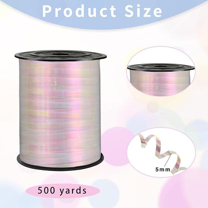 Iridescent White Ribbon Curling, 500 Yard Curling Ribbon, 1/5" - Image 2